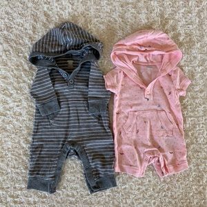 Old Navy hooded baby bodysuits